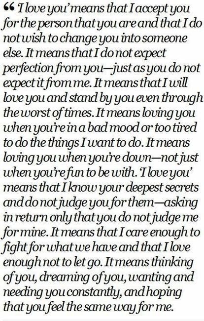 I love you means