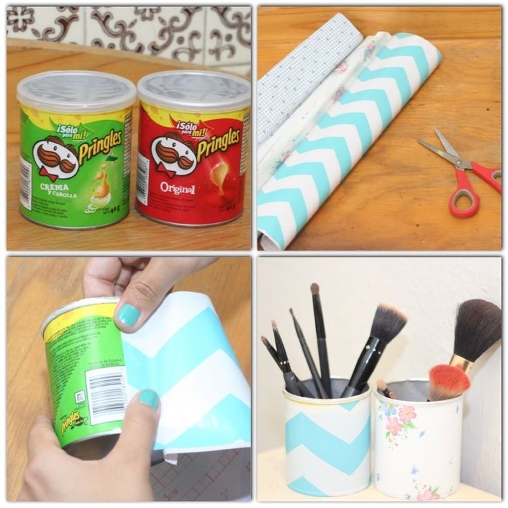 Turn A Pringles Bottle Into A Makup Brush Holder