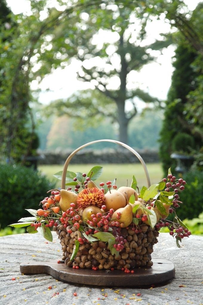 Nut Basket filled with Fruit and Flowers Nut Basket filled with Fruit and Flowers