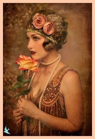 Colored Old Photo of a Flapper Colored Old Photo of a Flapper