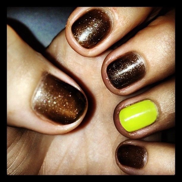 Metallic neon nails Metallic neon nails