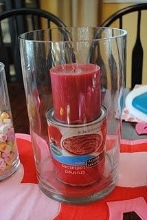 Can under candle in large vase hack
