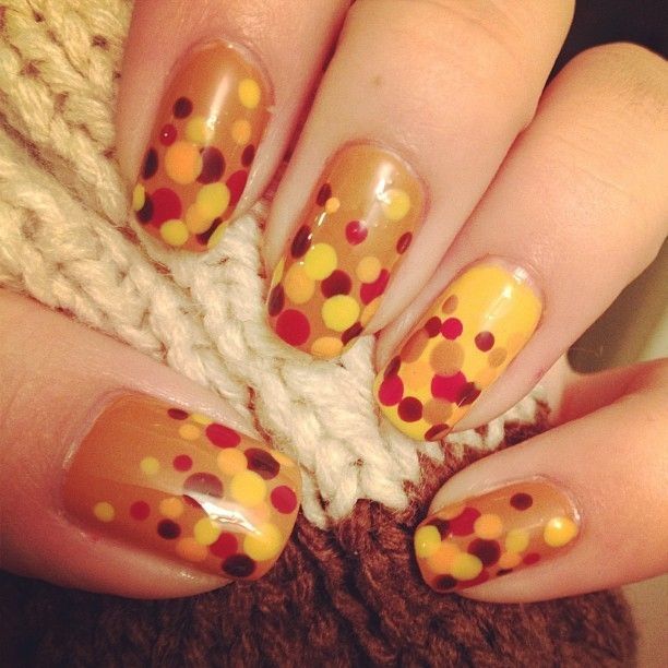 Autumn Dots Nail Art Autumn Dots Nail Art