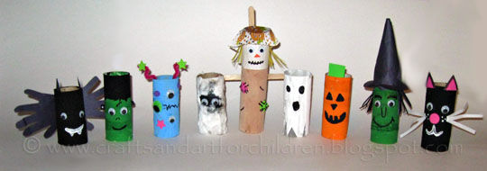 Toilet paper tube halloween characters