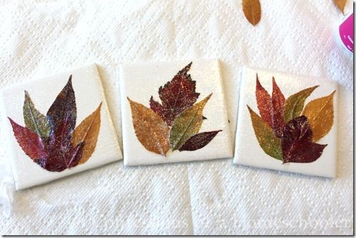 Homemade leaf coaster craft