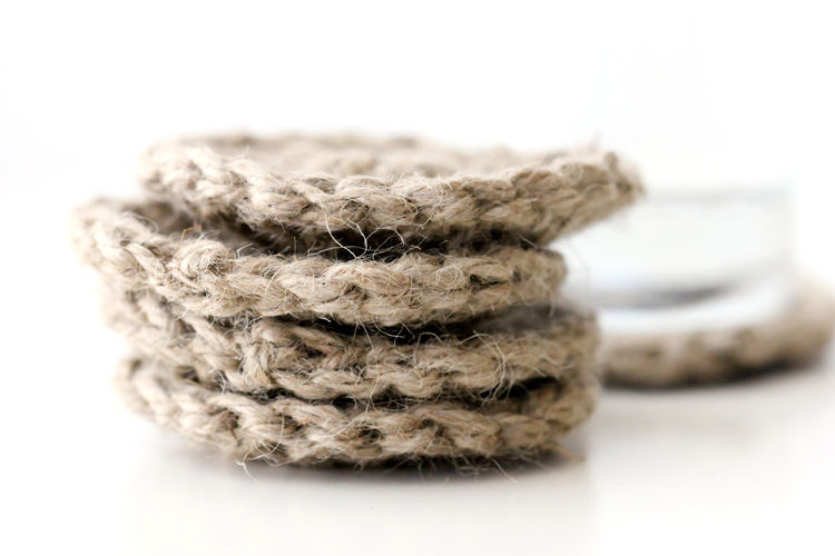 Simple jute twine crocheted coasters