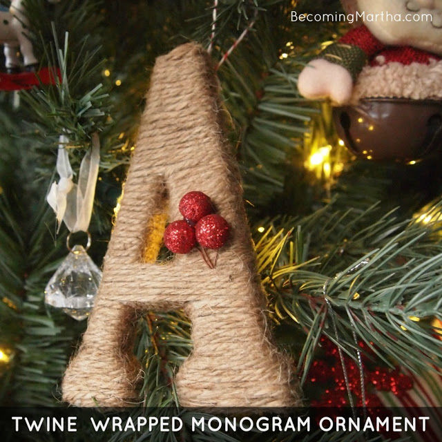 Twine wrapped monogram ornament Twine wrapped monogram ornament
