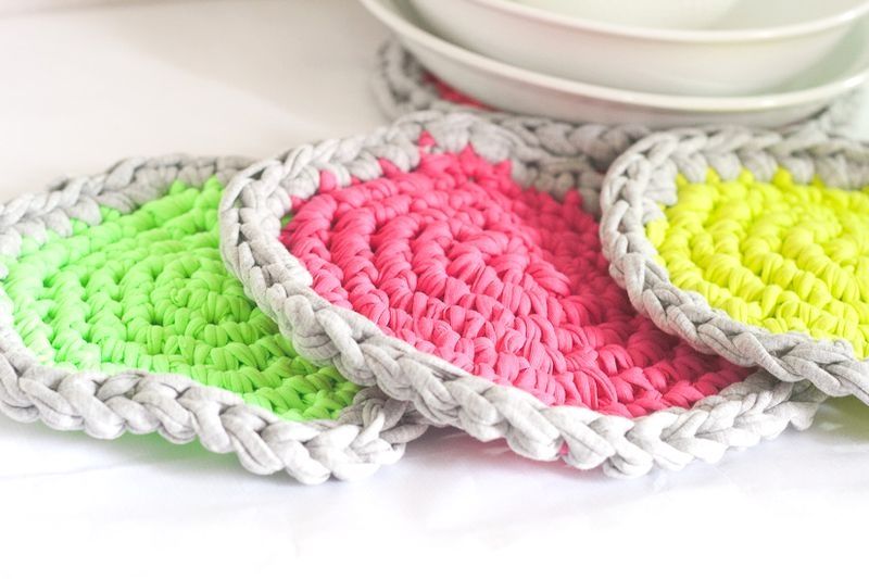 Neon crochet hot pads