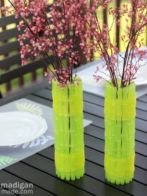 DIY Green Neon Vase for spring decor