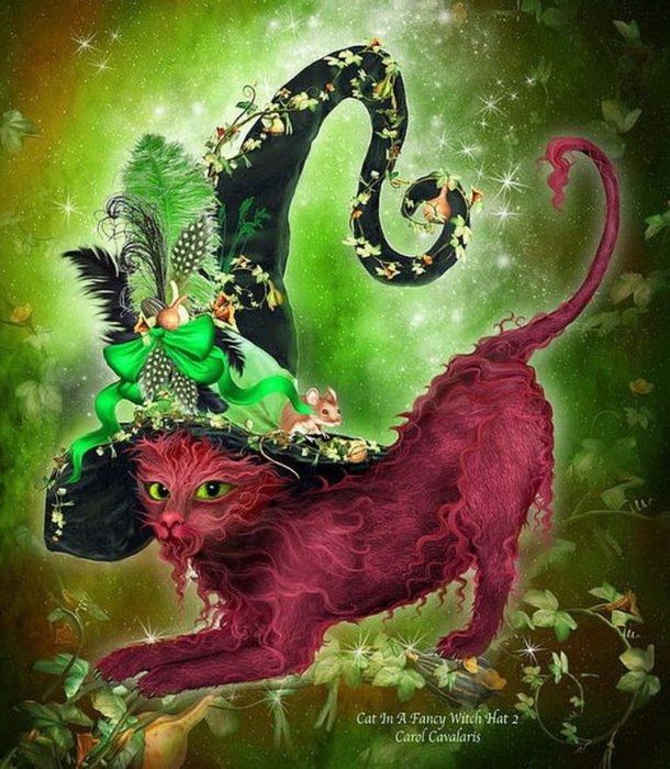 Cat in a Fancy Witch Hat by 2 Carol Cavalaris Cat in a Fancy Witch Hat by 2 Carol Cavalaris