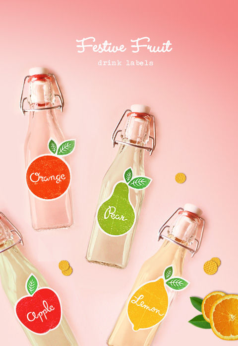 Festive fruit drink labels