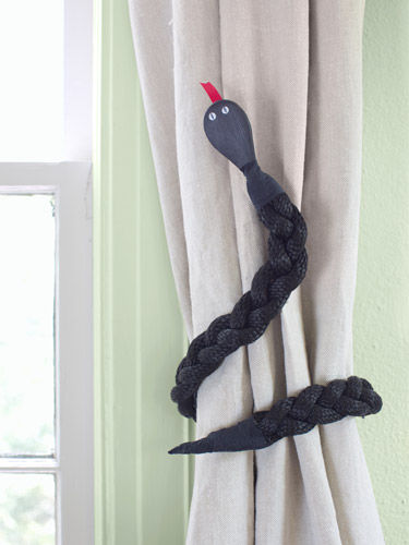 Snake curtain tiebacks