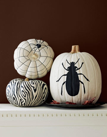 Black and white painted pumpkins Black and white painted pumpkins