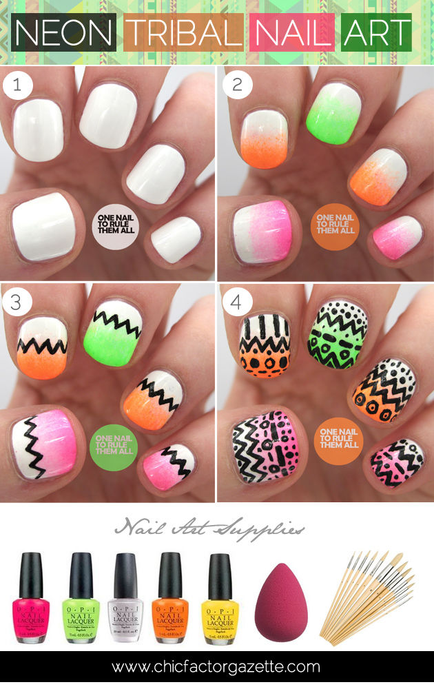 DIY Neon Tribal Nails
