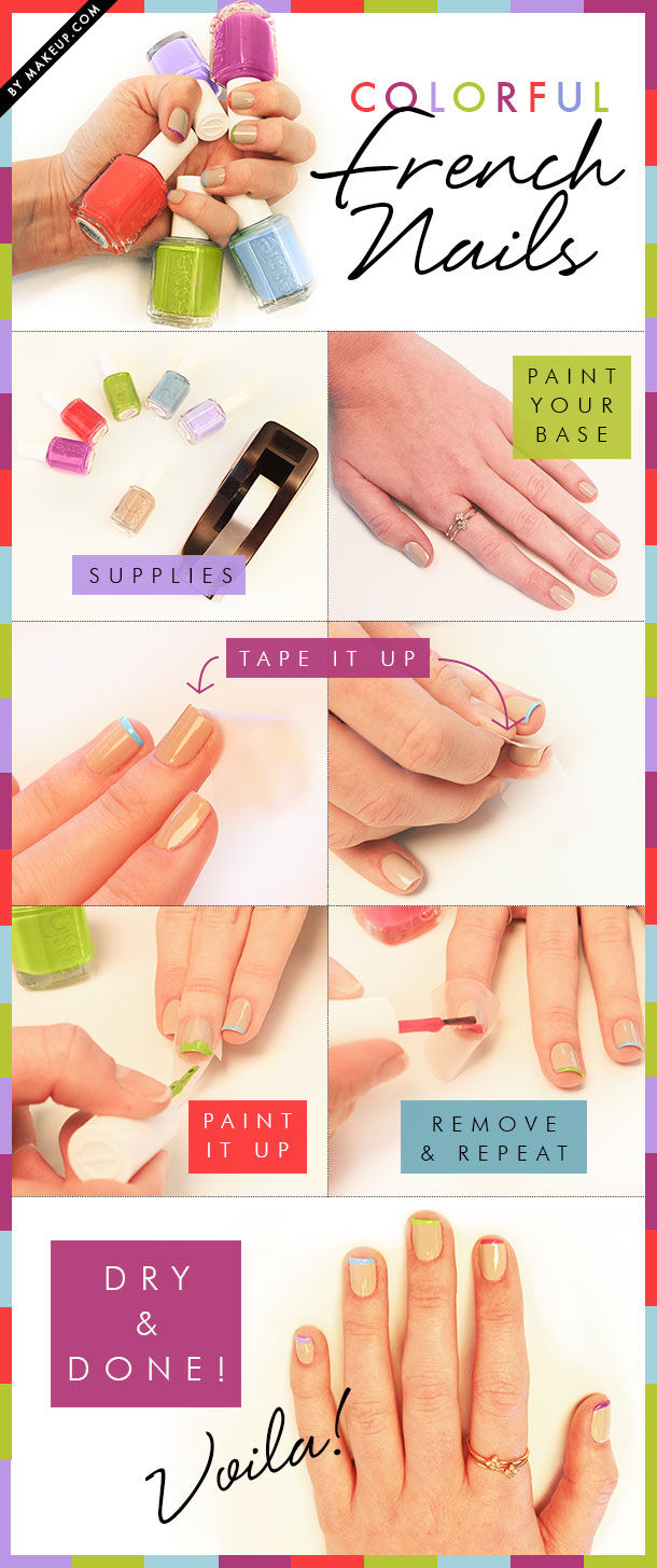 DIY Colorful French Nails DIY Colorful French Nails