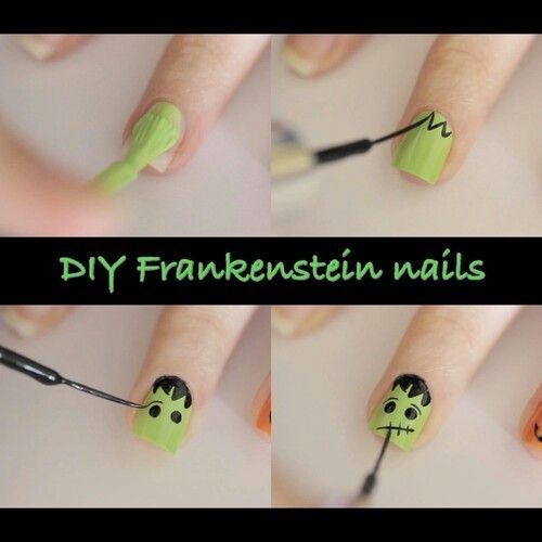 DIY Frankenstein Nails DIY Frankenstein Nails