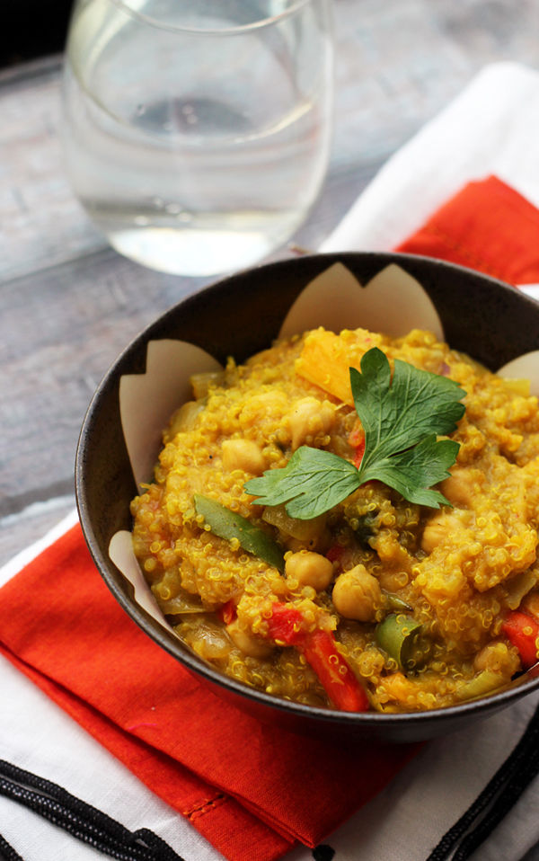 One Pot Curried Quinoa with Butternut Squash and Chickpeas 
