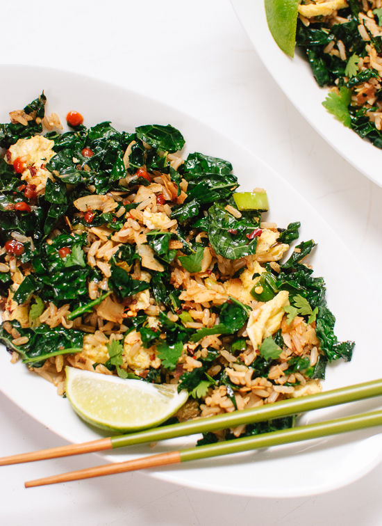 Spicy kale and coconut stir fry