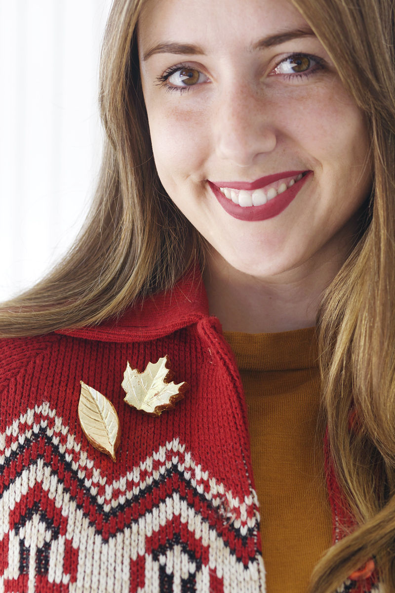 Gold leaf brooches