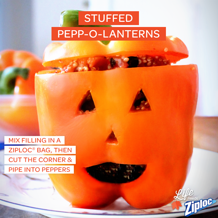 Halloween Stuffed Pepper Jack O Lanterns
