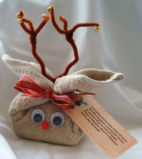 Finished flannel reindeer with tag