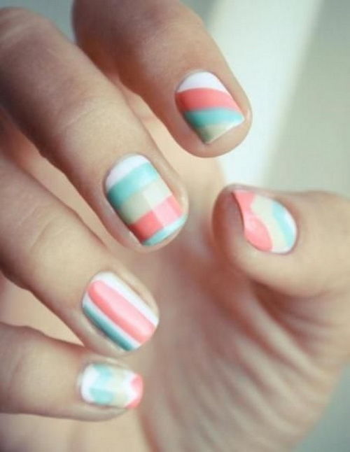 Pastel stripe nail art Pastel stripe nail art