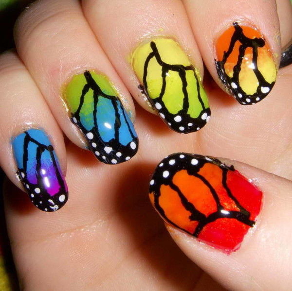 Colorful butterfly nails