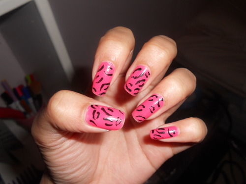 Pink Cheetah nails