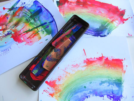 Comb painted rainbows