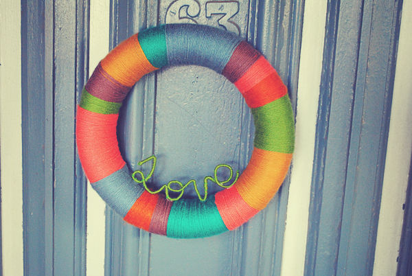 DIY Yarn Wrapped Love Wreath DIY Yarn Wrapped Love Wreath