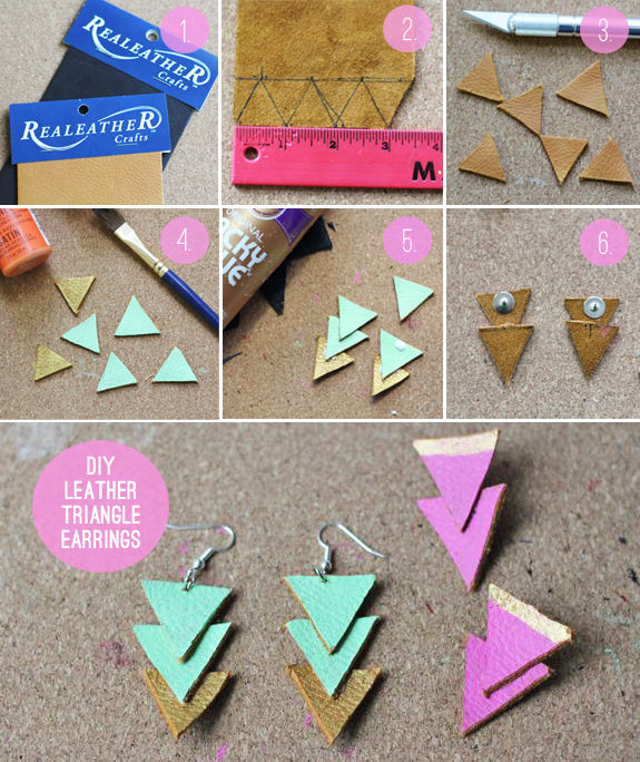 DIY Leather Triangle Earrings DIY Leather Triangle Earrings