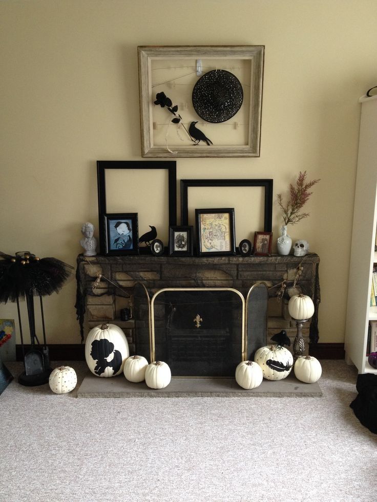 Fireplace Decorated for Halloween