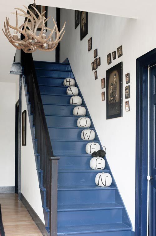 Pumpkins on Staircase