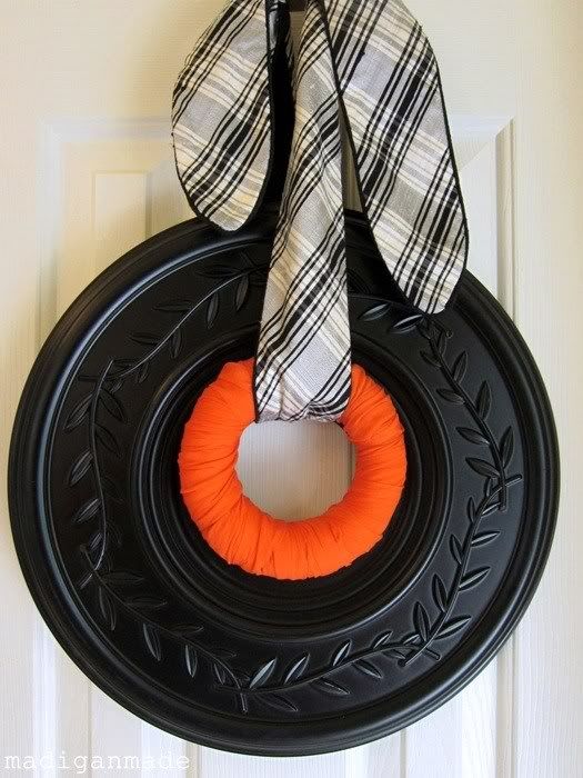 Simple black white and orange wreath