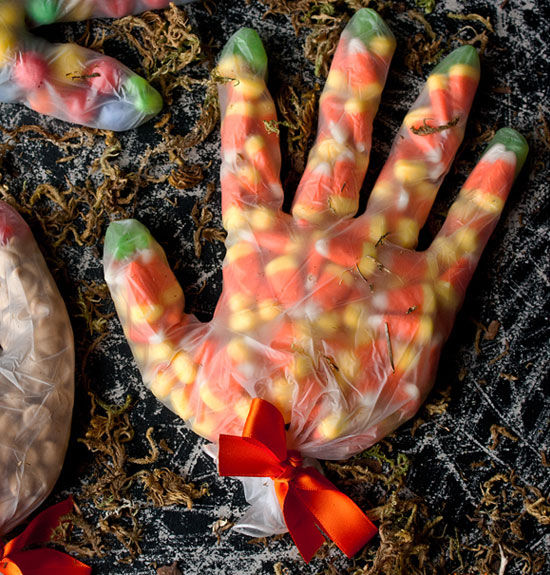 Halloween glove treat bags