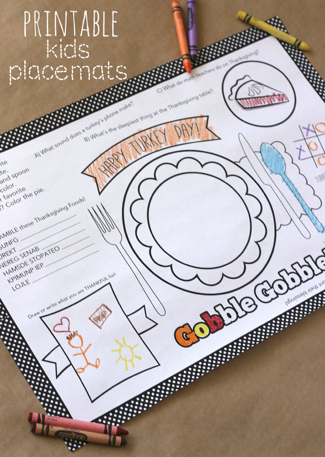 Thanksgiving printable placemats