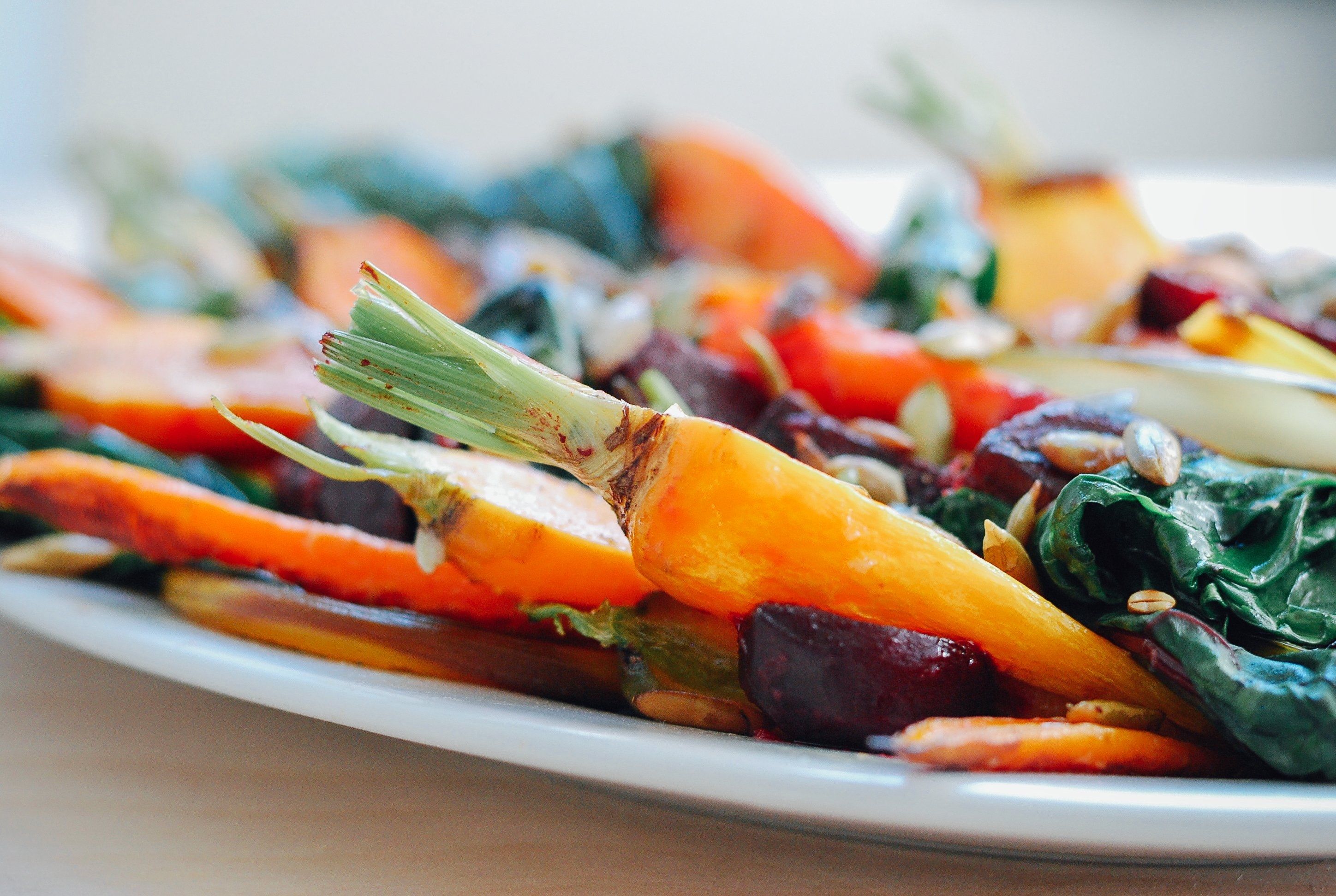 Roasted Vegetable Salad with Garlic Dressing