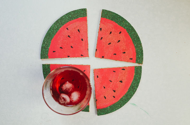 DIY Sliced Watermelon Coasters DIY Sliced Watermelon Coasters