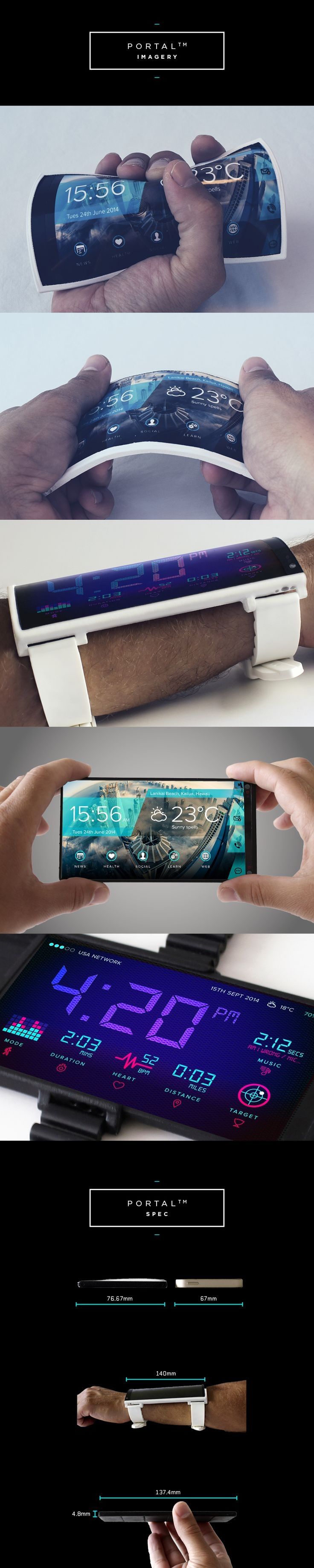 Portable wearable smartphone