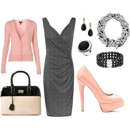 Pink & Gray Dressy Outfit Day or Evening Pink & Gray Dressy Outfit Day or Evening