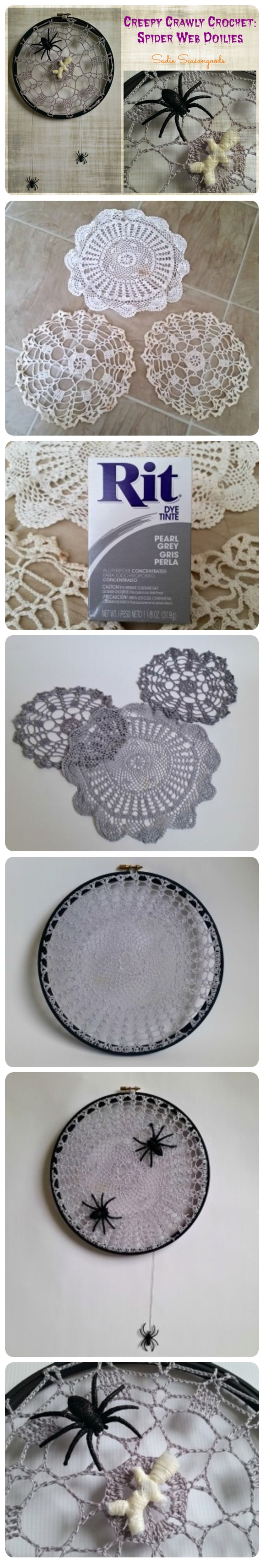 Creepy crawly crochet spider web doilies