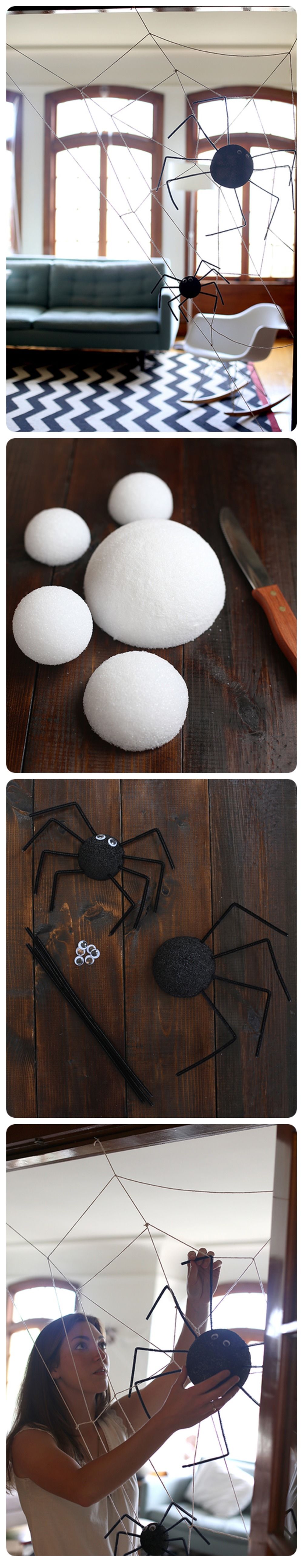 DIY Spooky Styrofoam Spiders DIY Spooky Styrofoam Spiders