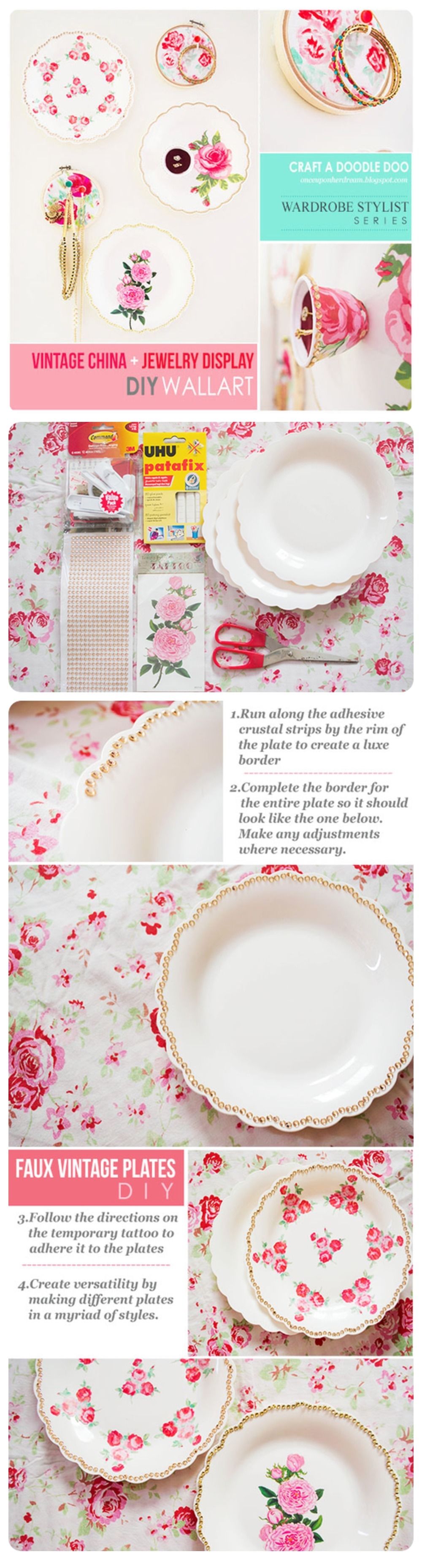 Faux vintage china jewelry display