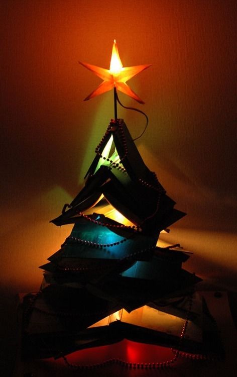 Christmas tree made of books