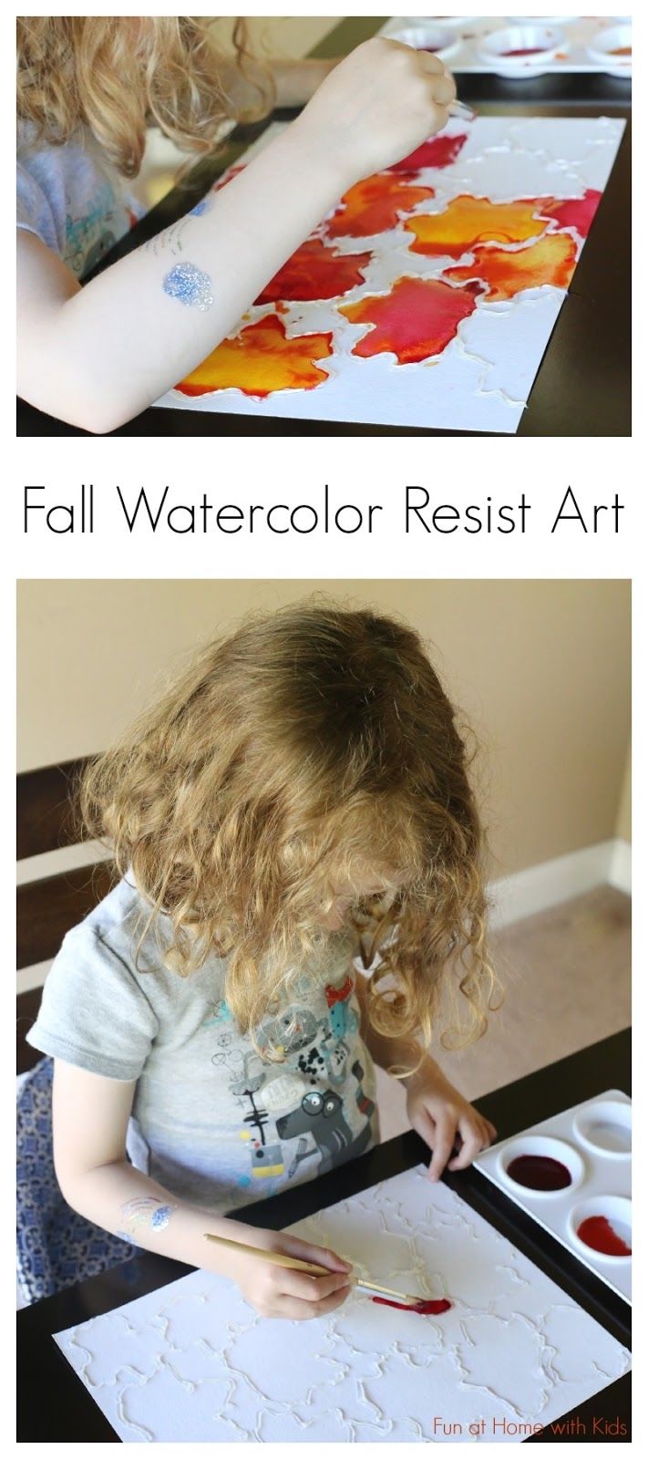 Fall watercolor resist art