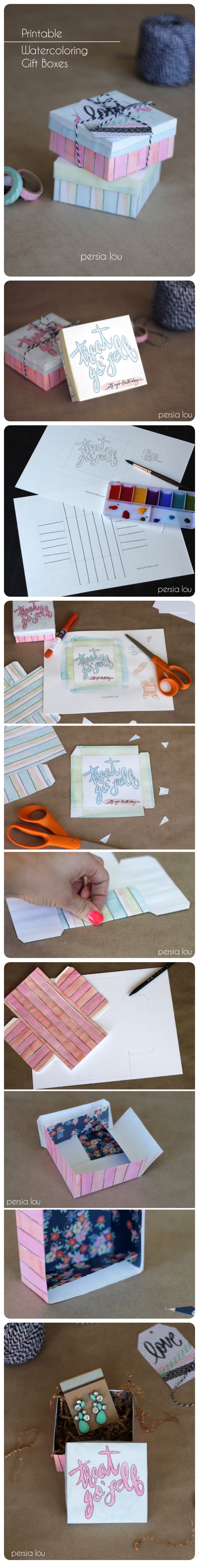 Watercoloring gift boxes
