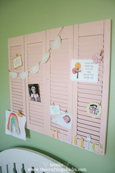 Repurposed shutter wall display Repurposed shutter wall display