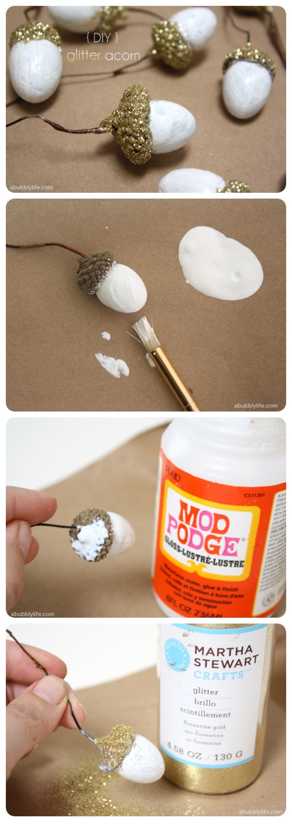 DIY Glitter Acorns