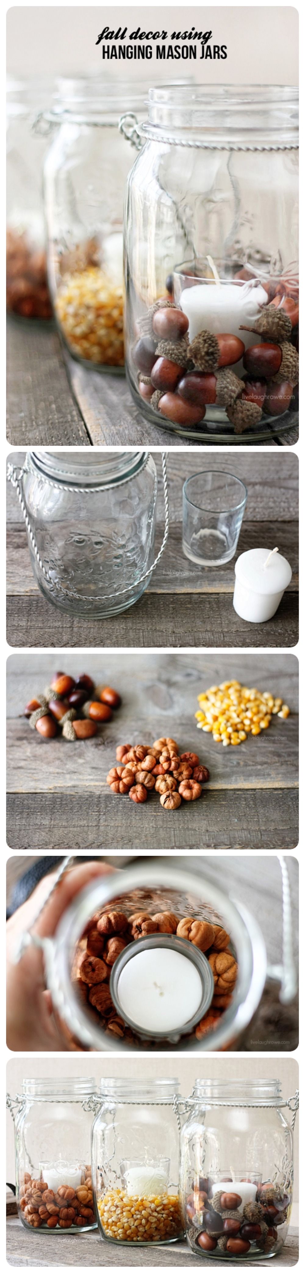DIY Fall Decor Hanging Mason Jars