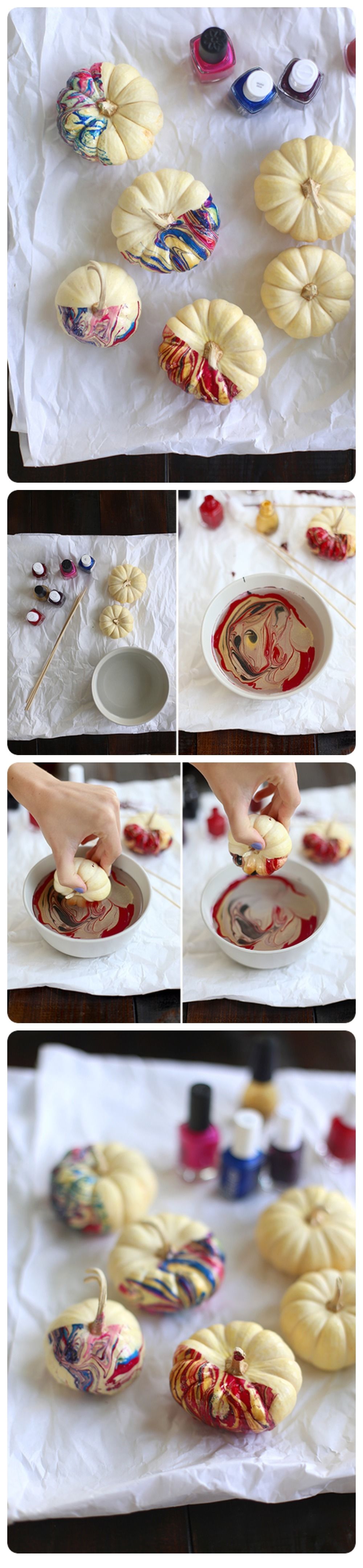 DIY Nail Polish Marbled Pumpkins